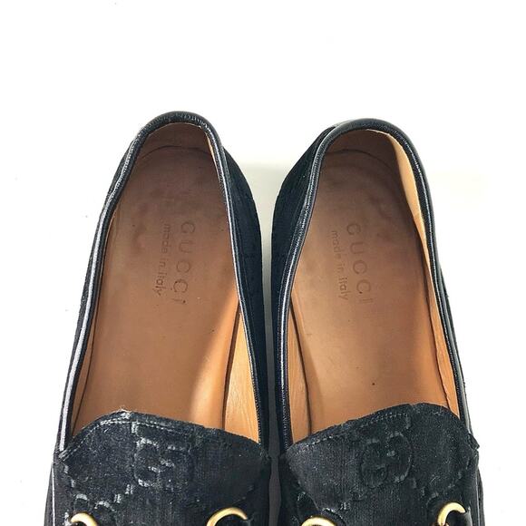 Gucci Jordaan Horsebit GG Black Velvet Loafers Men’s 9.5 - Picture 4 of 12